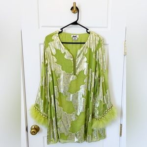 Anthropologie Shruti Sancheti Faux Feather Dress
